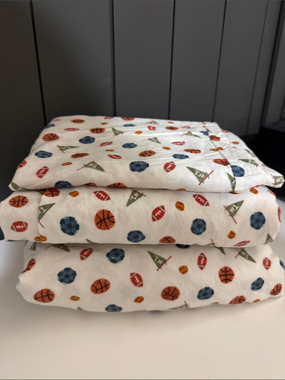 Pillowfort White Kids Sports Print Sheet Set